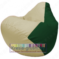 Бескаркасное кресло мешок Груша Г2.3-1001 (светло-бежевый, зелёный)